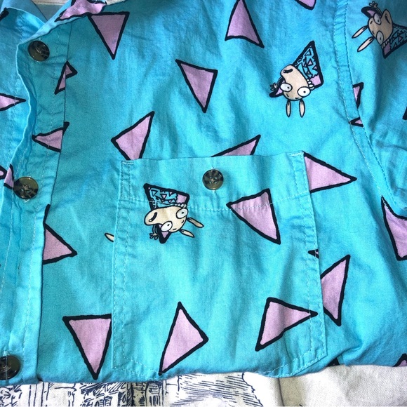 Rocko's Modern Life Nickelodeon Button Up Short Sleeve Shirt Men's S. - Picture 6 of 7